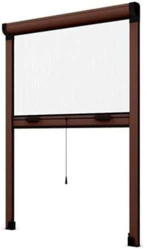 Zanzariera verticale fai da te a kit su misura, misura e colore a scelta, Zanzariera per finestra sali e scendi a kit (Marrone, L:80 x H:160)