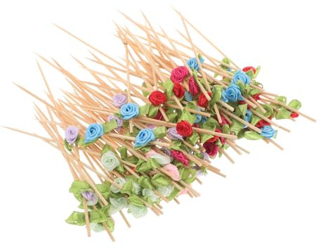 Alipis 100pcs Fruit Signs Cute Flower Long Toothpicks Appetizer Picks Toothpicks Skewers Sticks for Party Wedding and Valentine Day