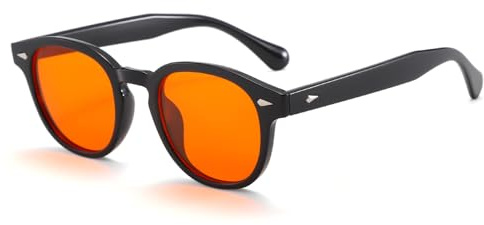 Long Keeper Blaulichtfilter Brille Runde Blaulichtblockierende Brille Orangefarbener Linse Anti Blaulicht Brille für Bildschirme, Fernseher, Spielen