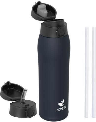 AORIN Borraccia Termica, Borraccia in Acciaio Inox 18/8, 950ml Borraccia Bambini, Bottiglia Termica Senza BPA e Perdite, Thermos per Sport, Outdoor e Pendolarismo con 2 Coperchi | 2 tappi intercambiabili, caldo e freddo, acciaio inox 18/8 senza BPA, borraccia termica bambini, scuola e sport