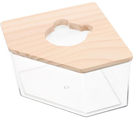 ifundom Sandbadewanne für Hamster Mäuse und Chinchillas Transparenter Acryl-sandbadebehälter mit Holzdeckel Einfach zu Reinigen Verwenden