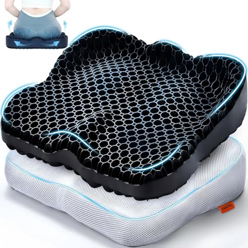 RARIRO Double-Layer Breathable Gel Seat Cushion, Wheelchair Relief for Long Sitting