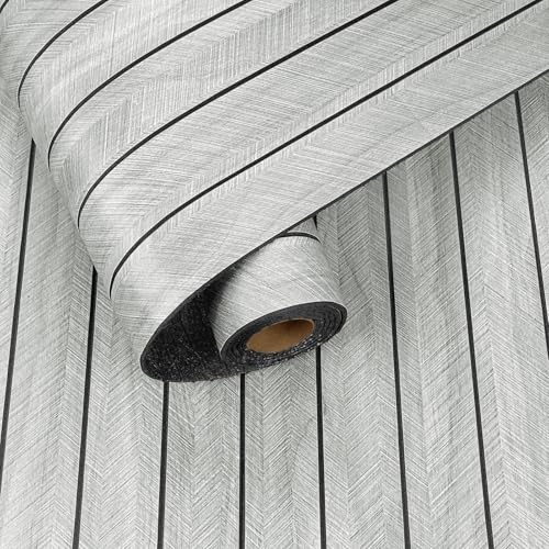 Yullpaper Panneaux Muraux Adhesif 3D Effet Bois Pour Salon Chambre Panneau Mural Decoratif PVC Parement Mural Interieur Panneaux Acoustiques Papier Peint Autocollant (Gris Clair, 30CM x 300CM)