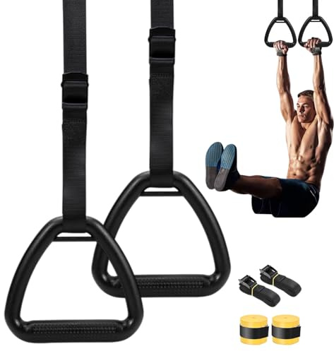 Gymnastikringar Calisthenics Gymnastik Träningsutrustning | Halkfria Justerbara Remmar Pull Up Ringar för Hemmagym Träning Sport Fitness Cardio Kondition Dans Familjerum Hus Vuxen