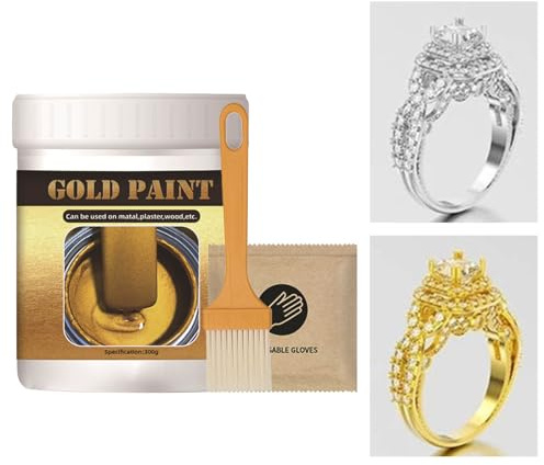 Genérico Pintura De Color Oro Para Madera - Suministros Para De 300 Gramos,Pintura Con Efecto De Lámina Dorada,Para Ventana, Barandilla De Hierro, Muebles, Ferretería, Manualidades, Madera, Tela