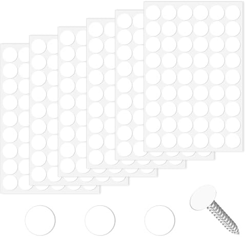 324Pcs White Screw Covers Stickers 21mm Screw Hole Cover Caps Sticker PVC White Sticker Screws Covers Self-Adhesive Screws Hole Stickers