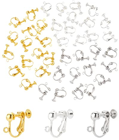 NBEADS 100 Pcs Ramdom Nicht Durchbohrte Schraube Back Clip Ohrring Konverter mit Offener Schlaufe Für Omegaclip Ohne Durchstechen Ohrring Macht