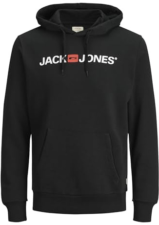 JACK & JONES Jjecorp Logo Sweat Hood Noos, Sweat-Shirt À Capuche Homme, Noir (Black Detail:Reg Fit), Large
