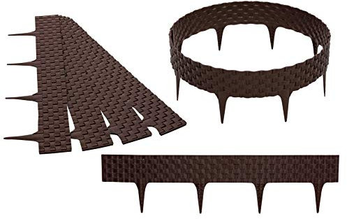 GARDENIX Rattan Rasenkante Kunststoff - Beetumrandung Rattanoptik, 3.2m Gartenpalisade Holz, Beeteinfassung Braun, 4 Module, UV-beständig Beetzaun, Gartenpalisade Vielseitig Einsetzbar