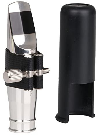 Yibuy Silver Jazz E-flat Alto Saxophone Mouthpiece 7# PU and Leather Cap 90 x 36 mm