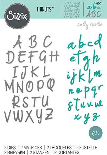Sizzix Thinlits Set di Fustelle Alfabeto di Emily Tootle per Creazioni Personalizzate e Lettere a Mano Libera - 2 Pezzi