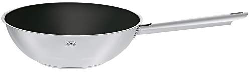 Rösle Elegance Wok, in Acciaio Inox 18/10, con Rivestimento in Ceramica Resistente Procera, 28 cm, Adatto ai Piani Cottura a Induzione e Alla Lavastoviglie