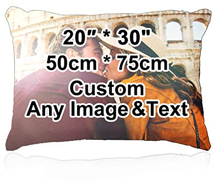 Custom4U Cuscino personalizzato con foto Fodera per cuscino personalizzato con foto (50x75 cm)