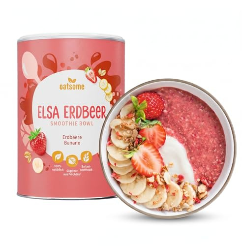 OATSOME® Elsa Erdbeer | Smoothie Bowl Mit Erdbeere & Banane | 100% Natürlich, Vegan & Ohne Zuckerzusatz + Zusatzstoffe | Einfache Zubereitung | Frühstück | Superfoods | Gefriertrocknung | 400g