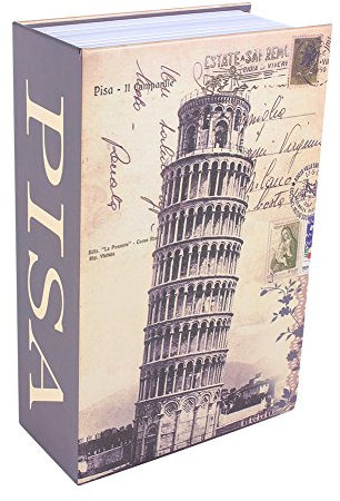 Scatola di Immagazzinaggio del Libro di Deviazione, Cassaforte Segreta del Dizionario della Memoria Segreta con Serratura/Chiave di Combinazione di Sicurezza(Pisa Leaning Tower