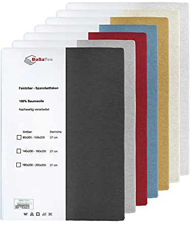 BaSaTex Flausch Feinbiber Winter Spannbettlaken Biber Spannbetttuch | 100% Baumwolle, Sand, Baumwolle, Biber Feinbiber Flanell Spennbett-Laken
