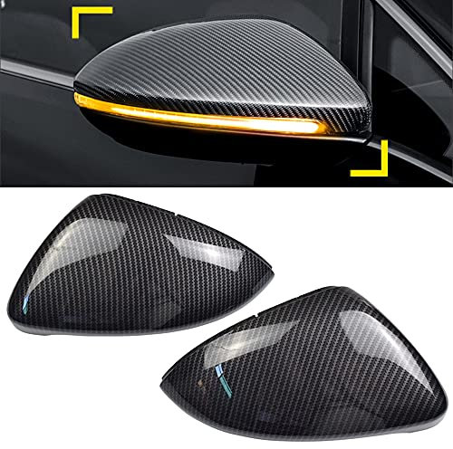 1 par vista trasera espejo cubierta izquierda derecha espejo lateral cubiertas tapas para VW Golf 7 MK7 7.5 GTI 7 Golf 7 R (Fibra de carbon)