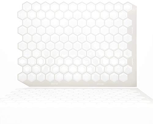WALPLUS 24pcs 20.3x28cm Honey Mini Hexa White Glossy 3D Tile Stickers Wall Covering Panelling Decorative Art Splashback for Kitchen Bathroom Paint Stick on Tiles Bedroom Living Room Decors