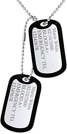 Custom4U Edelstahl Dog Tag Kette Herren Anhänger Halskette mit Gravur Männer Jungen Hundemarke Erkennungsmarke Anhänger Halskette in Silber/Gold/Schwarz Modeschmuck Accessoires für Vatertag