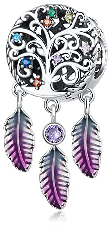 Arbre de vie Charms pour Bracelets Pandora, Breloque perles de charme attrape-rêves en argent 925, Cadeau d'Anniversaire pour Femme Adolescente