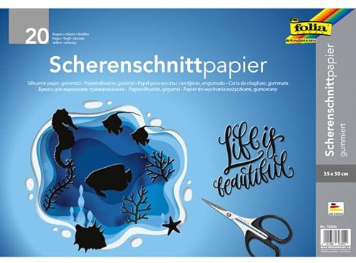 NEU Scherenschnittpapier/Silhouettenpapier, gummiert, 35 x 50 cm, 20 Bogen