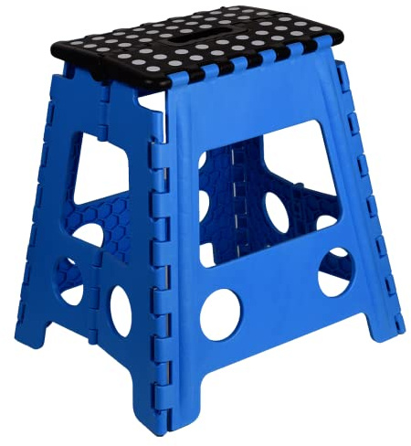 Venteo - Tritthocker zusammenklappbar – belastbar bis 150 kg – Blau, 39 cm