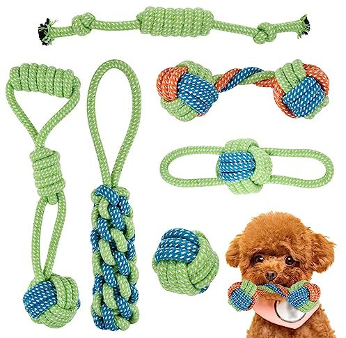 BUYGOO Kauspielzeug Set aus Baumwollseil für Haustiere 6 Stück