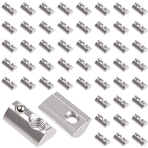 Yeepeo 50 stycken spårstenar med kulskruv 8, 30-serien spårsten M6-gänga med centreringsbrygga, kolstål glidmutter med fjäderkula T-spårstenar set för aluminiumprofil extruderingsspår