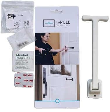 Manual Door Closer, Accessible Door Handle, Interior or Exterior, Durable, Swivels (White)