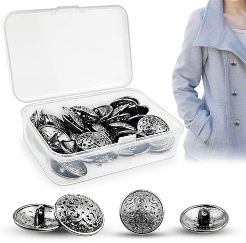 xianzhanEU 36 Stück 20MM Trachtenknöpfe Metall, Knöpfe Kleidung Antik mit Kunststoffbox für Mäntel, Uniform, Hemd, Anzüge, Jacke und DIY Handwerk Nähen Dekor
