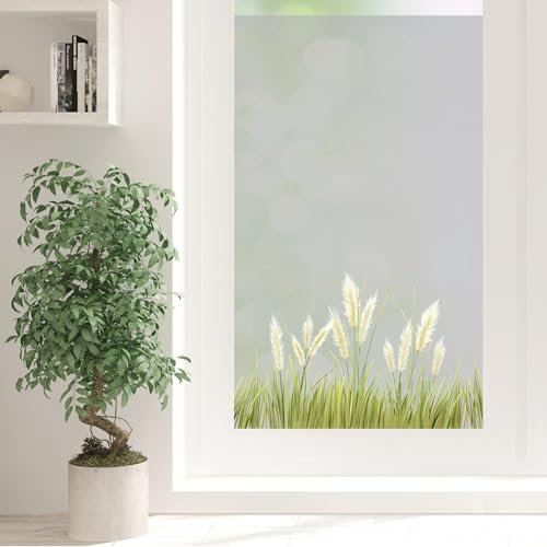 Sichtschutzfolie farbiges Pampasgras Gräser Fensterfolie Fensterdeko Milchglasfolie Sichtschutz Folie Fenster, 100 cm hoch, 65 cm breit