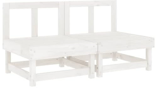vidaXL Garten Ecksofa 2 STK., Modular Gartenmöbel, Sofa Lounge Sessel für Garten Terrasse Balkon, Gartensofa Gartensessel, Weiß Massivholz Kiefer