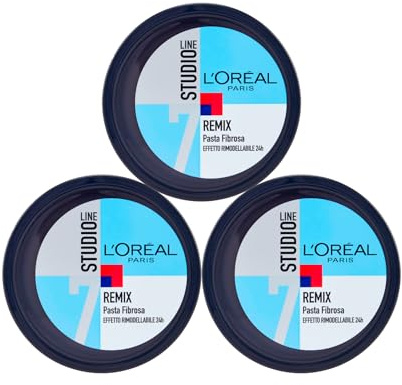 L'Oréal Paris Studio Line Remix Fibrose Paste Langanhaltende Formungs-Effekt 24h Mit Flexiblen Fixierern Extra Starke Fixierung - 3 Flaschen à 150ml