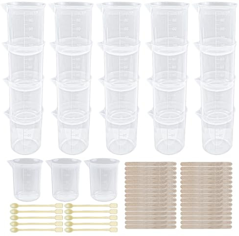 23 Vasos Medidores, Vasos Mezcladores De Epoxi De 100 Ml, Vaso Medidor De Plástico Con 30 Varillas Para Mezclar Pintura, Vasos Medidores De Líquidos,Vasos Graduados Para Mezclar Pintura,Tintes, Resina