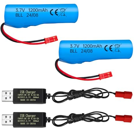 ZYGY 2PCS 3.7V 1200mAh Li-Ion Batterie mit USB Ladekabel für HJ819 DE819 Fernbedienung Boot Huina 1337 1338 1516 1517 Fernbedienung Spielzeug Auto