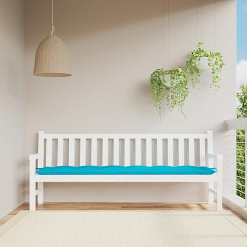 Homgoday Gartenbank Auflage Bankauflage Gartenbankauflage Bankauflage Sitzkissen Polsterauflage Bankpolster Bankkissen Auflage für Gartenbank Türkis 200x50x7 cm Stoff