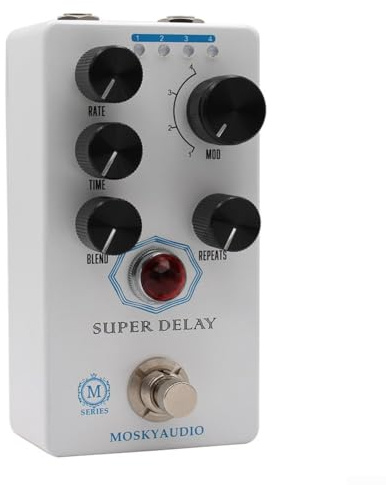 Delay Pedal für E-Gitarre, Metall Super Delay Gitarre Effektpedal Analog Style 4 Modulationsoptionen True Bypass Design