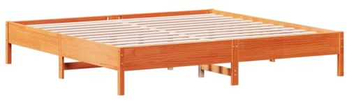 vidaXL Bed Frame, Bed Base for Bedroom Guest Room, Mattress Foundation for Double, Modern Style, Wax Brown 180x200 cm Super King Size Solid Wood Pine