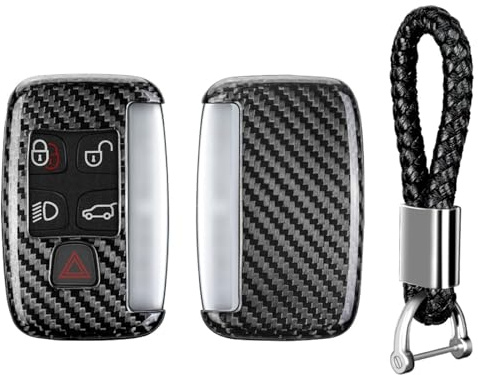 T-carbon Autoschlüssel Hülle kompatibel mit Land Rover Discovery Sport Freelander 2 kompatibel mit Range Rover Sport Evoque Velar Jaguar 2011–2018 Schlüsseletui-Zubehör