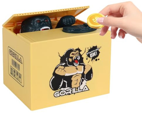 SKIKHN Spardose für Kinder, Gorillas-Dinosaurier stehlen Geldbank, Elektronische Geldautomaten-Bankbox, Elektronische Automatisch Stehlende Münzbox mit Ton für Kinder Spielzeug Geburtstag Geschenk