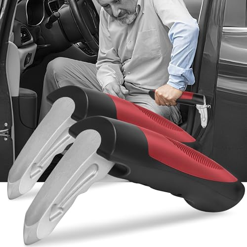 NINEMAX Einstiegshilfe Auto Senioren, Ausstiegshilfe Auto für Ältere Menschen, Haltegriff Autogriff Zum Aussteigen Mobilitätshilfe Grip Helfer, 2 Stück(Rot)