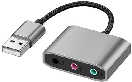 Adaptador USB a jack de 3,5 mm, tarjeta de sonido externa, auriculares USB y micrófono jack, adaptador de auriculares AUX USB
