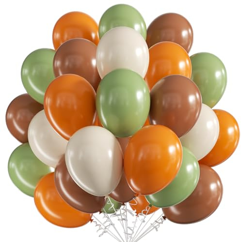 Luftballons Braun Orange Grün, 60 Stück 12 Zoll Braun Orange Latex Luftballons Avocado Grün Beige Latex Ballons Party Ballons, Party Luftballon für Geburtstag Hochzeit Gender Jahrestag Dekoration