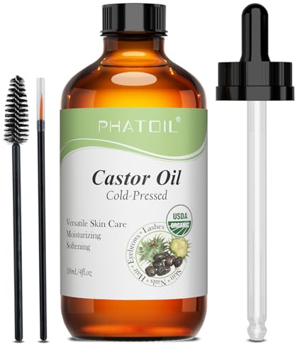 PHATOIL Bio Rizinusöl Kaltgepresst 118ml, 100% Natürlich, Hexanfrei | Geeignet für Haare, Körper, Wimpern und Augenbrauen. Vielseitig einsetzbar als Massageöl und Basisöl für die tägliche Pflege.