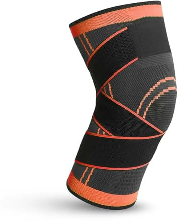 YXADGML Knee Sleeves 1PC Sports Knee Pad Men Pressurized Elastic Knee Pad Support Fitness Gear Basketball Volleyball Brace Tennis Cycling Protector(Orange,S)