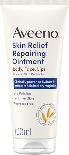 Aveeno Skin Relief Repairing Ointment for Rough and Sensitive Skin 100ml | Glycerin Skin Protectant for Body, Face and Lips, 72-Hour Moisturisation, Proven to Hydrate, Protect and Help Heal Dry Skin