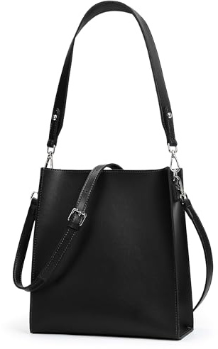 KALIDI Handtasche Damen Mittelgroß Veganes Leder Crossbody Bag Damen Umhängetasche mit Verstellbarem Gurt Tote Bag für Schule Büro Arbeit Reisen Ausflug Einkauf