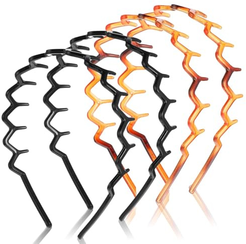 4 Stück Zickzack Haarreif,Haifischzahn Haarkamm Haarreif,Gewellte Kunststoff Zick Zack Haarreifs,Make Up Haarreifs für Frauen Sport Outdoor Tägliches