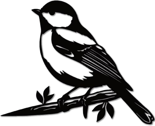 CREATCABIN Metall Vogel Dekor Wandschilder Aufhängen Schwarzer Eisen Kolibri Auf Dem AST Blätter Dekorative Kunst Skulptur Ornament Für Zuhause Wohnzimmer Schlafzimmer Garten Drinnen Draußen 30x24cm