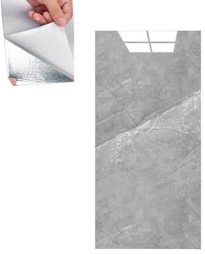 10Pcs Marble Tile Stickers,60 x 30cm Self Adhesive Wall Tiles,Stick On Tiles for Bathroom,Decorative Waterproof Self Adhesive Tile for Walls Bathroom/Kitchen/Living Room/Bedroom (10, Light Grey)